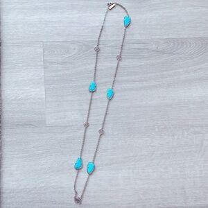 Kendra Scott Kellie Long Station Necklace Turquoise Blue Silver Filigree 19"